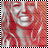 Pixelated static icon with red and gray tones showing a stylized figure in motion against a checkered background.