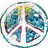 six distinct pixelated icons featuring peace symbols, text, hearts, and a smiley face with tongue