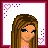 Pixel art contact sheet showing six frames of an animated icon featuring a cartoon girl with brown hair and pink-themed clothing, accompanied by text fragments "Too," "Cool," and "For" in the lower rows.
