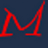 Red stylized letter M on dark blue background, pixelated rendering with no additional elements or text.