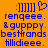 Blue pixelated text and symbols on orange background, with one version featuring a heart symbol above the text.