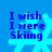 Blue background with four identical pixelated snowflakes, each overlaid by blue text reading "I wish I were Skiing" in a blocky font.