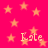 A static image with a bright pink background filled with scattered orange stars and the repeated text "Kate" in light yellow pixelated font.