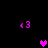 Pixelated pink and purple heart icons with '3' symbols on black background, arranged in pattern