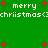 Green background with repeated white text 'merry christmas' and red plus signs in pixelated style.