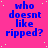 identical blue text phrases on a bright pink background with scattered white dots, featuring a gray rectangular area in the bottom-right corner