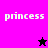 Four display the word 'princess' in pixelated text with a star symbol changing between black and pink on different backgrounds