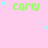 Green text 'carly' repeated across a pink background with scattered light blue and white stars, some appearing to fade or shift position.