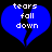Blue broken heart with white text 'tears fall down' on black background, two identical frames side-by-side.