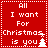 Red square icon with white dotted border displaying text "All I want For Christmas is you" and a small tree symbol, arranged in four identical quadrants.