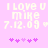 Pixelated text on pink background reads "I LOVE U MIKE 7.12.09" with heart symbol and purple puzzle pieces below.