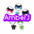 Animated icon with multiple circular elements and text overlays showing 'AmberJ' in purple, 'loves' in pink, and 'Smiggles' in purple.
