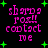 Pixelated pink text on black background with green plus signs, displaying 'shard a rox!! contact me' in four identical arranged in a