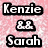 Pixelated text on four colored backgrounds reads 'Kenzie & Sarah Best Frands 4 Lyfe!!' with a purple background section containing 'are'.