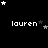 Black background with white pixelated text 'lauren' repeated across three , surrounded by scattered star symbols in varying shades of gray and white