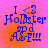 Blue text and symbols on a pink-to-orange gradient background with four identical showing "I <3 Hollister APd A&F!!!"