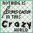 Static pixel art icon with green and white checkered background displaying text "NOTHING IS ABSURD IN THIS CRAZY WORLD" in black, blue, and green lettering.