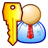 Pixelated icon shows a golden key with brown outline next to a blue oval shape containing a red vertical bar and white background.