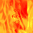Animated fire background with red text reading "I am on fire!" and a small smiling face icon, transitioning between two states.