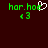 Green pixelated text 'hor.hoe' with a white heart symbol over the second 'o', and green '<3' below, on dark red background.