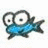 Pixelated blue fish with large eyes and dark fins, next to black text reading 'your a gay fish in the sea but i still love you <3' on white background.