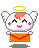 Pixelated angelic character with pink cheeks and halo holds orange envelope with 'Mail' text in various states.