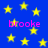 Blue background with yellow stars and pink text reading 'brooke' in multiple positions.