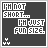 Pixelated dark gray icon with white text reading "I'M NOT SHORT... I'M JUST FUN SIZE." and small white cross symbols at bottom left.