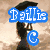 Pixelated image with blue 'Baillie' text, blue 'C' symbol, green 'James H30' text, and a figure in dark clothing holding a light-colored object against a beige background.