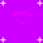Purple background with white star shapes and pink text reading 'emily' above a simple smiley face on each of four repeated sections.