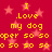 Red background with pink stars and yellow text repeating 'I Love my dog' and 'oper so so oper so so' in a pattern