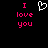 Pixelated text and heart symbol on black background with pink and white elements.