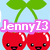Pixel art cherry cluster with smiling faces, pink text banners, and light blue background, showing animation changes in text color and partial cropping.