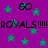 Purple background with green stars and repeated black text reading 'ROYALS!!!!!' and '80' symbols.