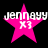 Four identical pink star-shaped icons with white text 'jennayy' and 'X3' on black background, arranged in two of two