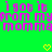 Green background with repeated pink text and two yellow pixelated hearts at the bottom.