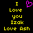 Yellow pixelated text on black background with a pink heart symbol above the text.