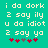 Pixelated text on teal background with red and gray asterisks, showing two identical static frames side-by-side.