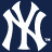 White stylized 'NY' monogram on dark blue background, pixelated rendering with jagged edges and visible dithering.