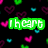 Animated icon with green text 'I heart Me.' over black background of pink, purple, and cyan hearts; lower section shows partial image of people with blue text overlay.