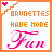A contact sheet of 10 animated frames showing a static icon with orange border, pink heart corner, and text "BRUNETTES HAVE MORE Fun" in pixelated fonts.