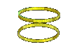Animated sequence of golden rings transitioning through multiple configurations against a gray background.