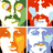 Four distinct pixelated icons arranged in a 2x2 grid, each with unique color schemes and abstract shapes.