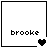 Four square display the name 'brooke' with heart symbols changing from solid black to gray in sequence