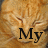 A static image of a sleeping orange tabby cat with closed eyes and relaxed posture, overlaid with text reading "My Cute Cat!" in black serif font.