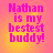 Four identical display pink text on a gradient background, each reading "Nathan is my bestest buddy!" in a pixelated font