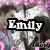 Animated buddy icon with pink floral background showing a character's face, text changes from 'Emily' to '<3s', then to 'Twilight'.