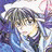 Pixelated anime-style character with long hair and white headband on left, black background with pixelated text 'Anime IM' and signature on right.