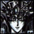 A 48x48 pixel buddy icon featuring a stylized anime character with dark hair and white face against a black background, paired with text reading "Anime IM" and "com" in pixelated font.