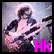 A split-frame contact sheet showing a pixelated image of a person playing guitar on the left and blue text reading "JIMMY PAGE ROCKS" on the right, with pink "HK" text at bottom-left corner.